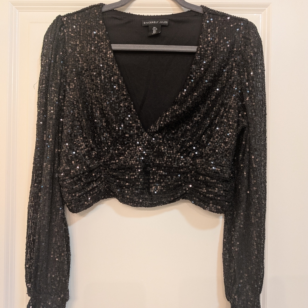 Sincerely Jules Black Sequin Blouse
